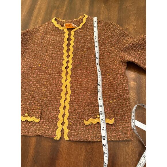 VINTAGE Women's Brown Yellow Susan Laurie 60s 70s 100% Wool Jacket Est. Small - Picture 5 of 6